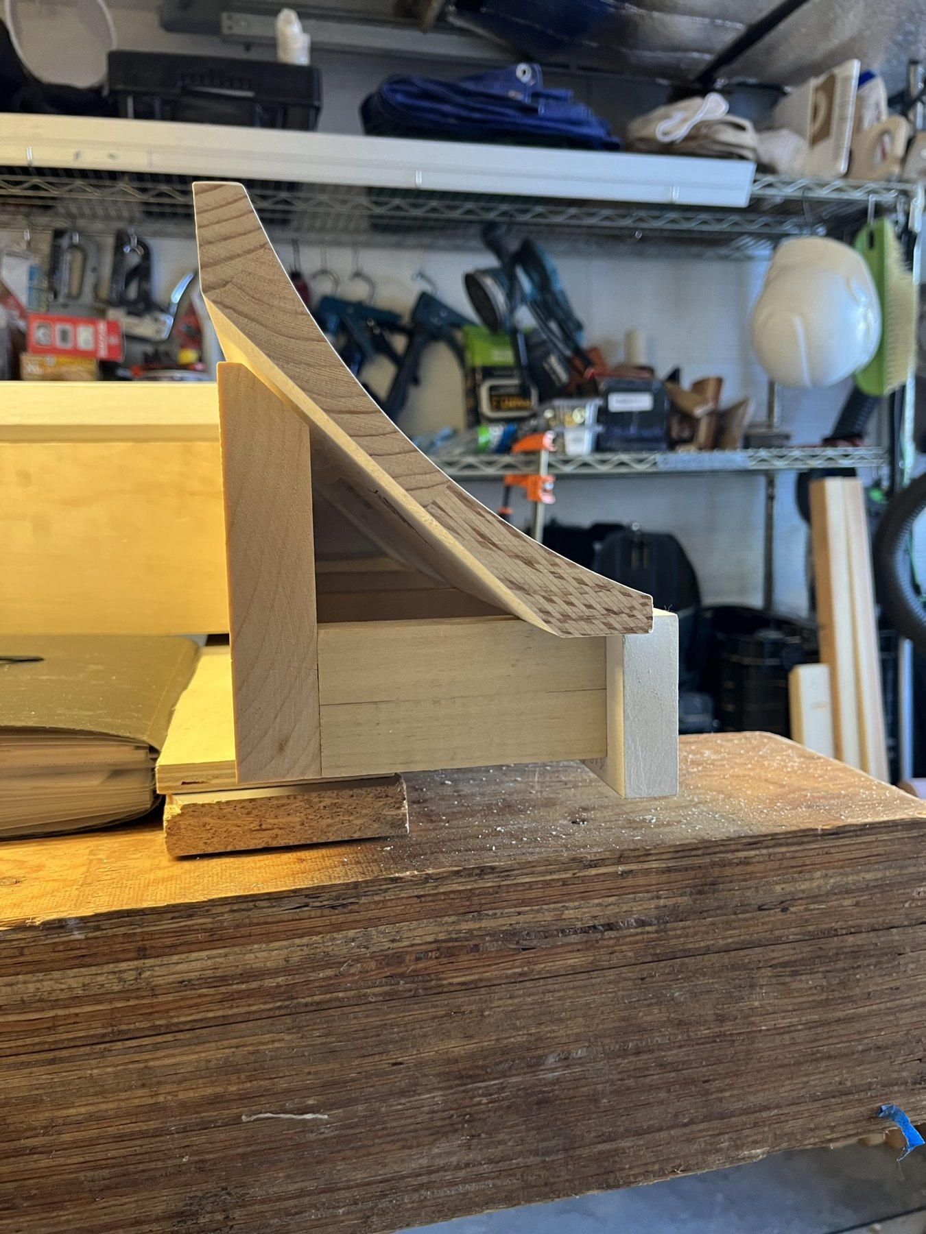 Mantel profile assembly on the workbench