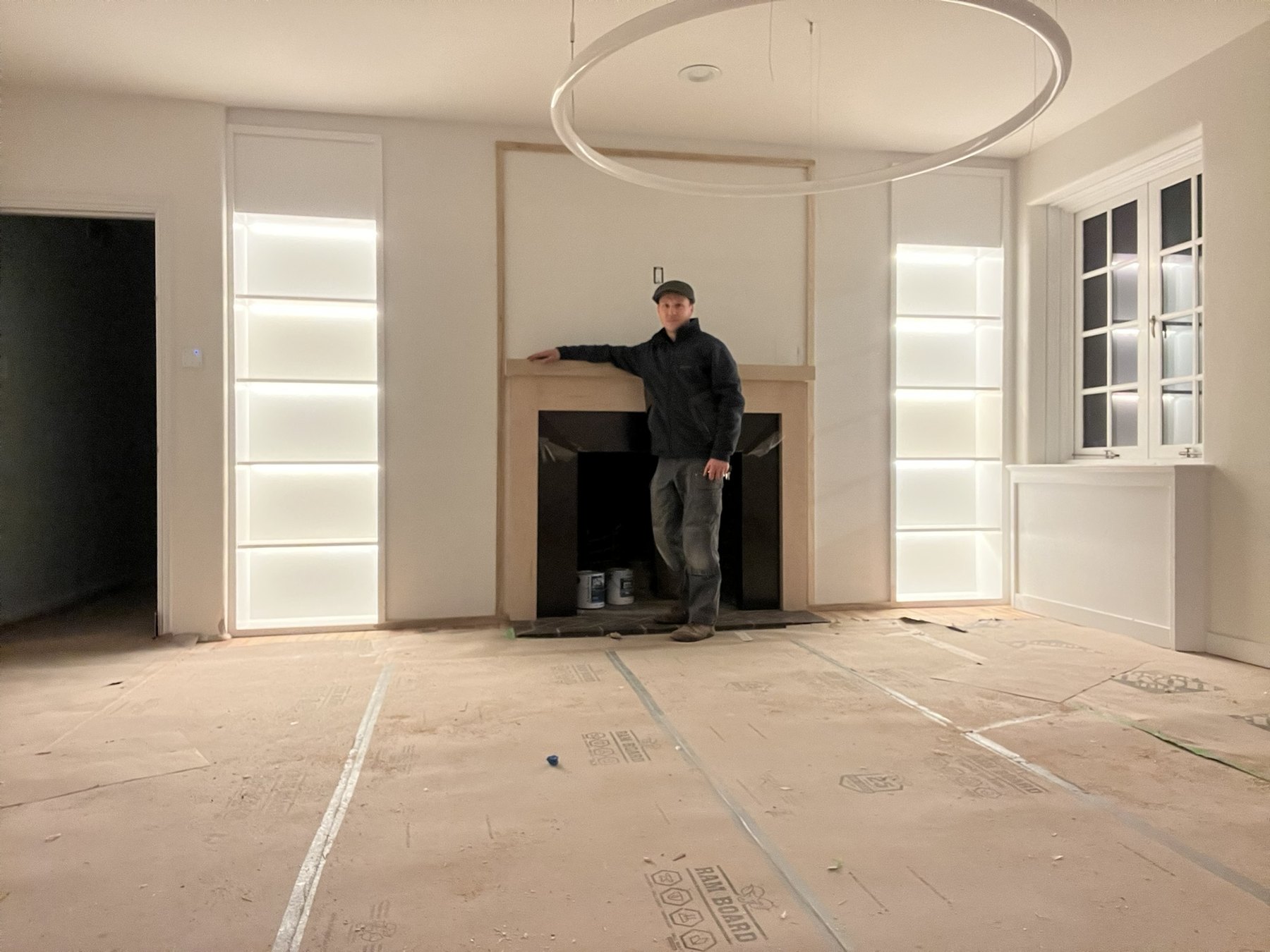 Timothy Perdue at the Pine Street millwork installation