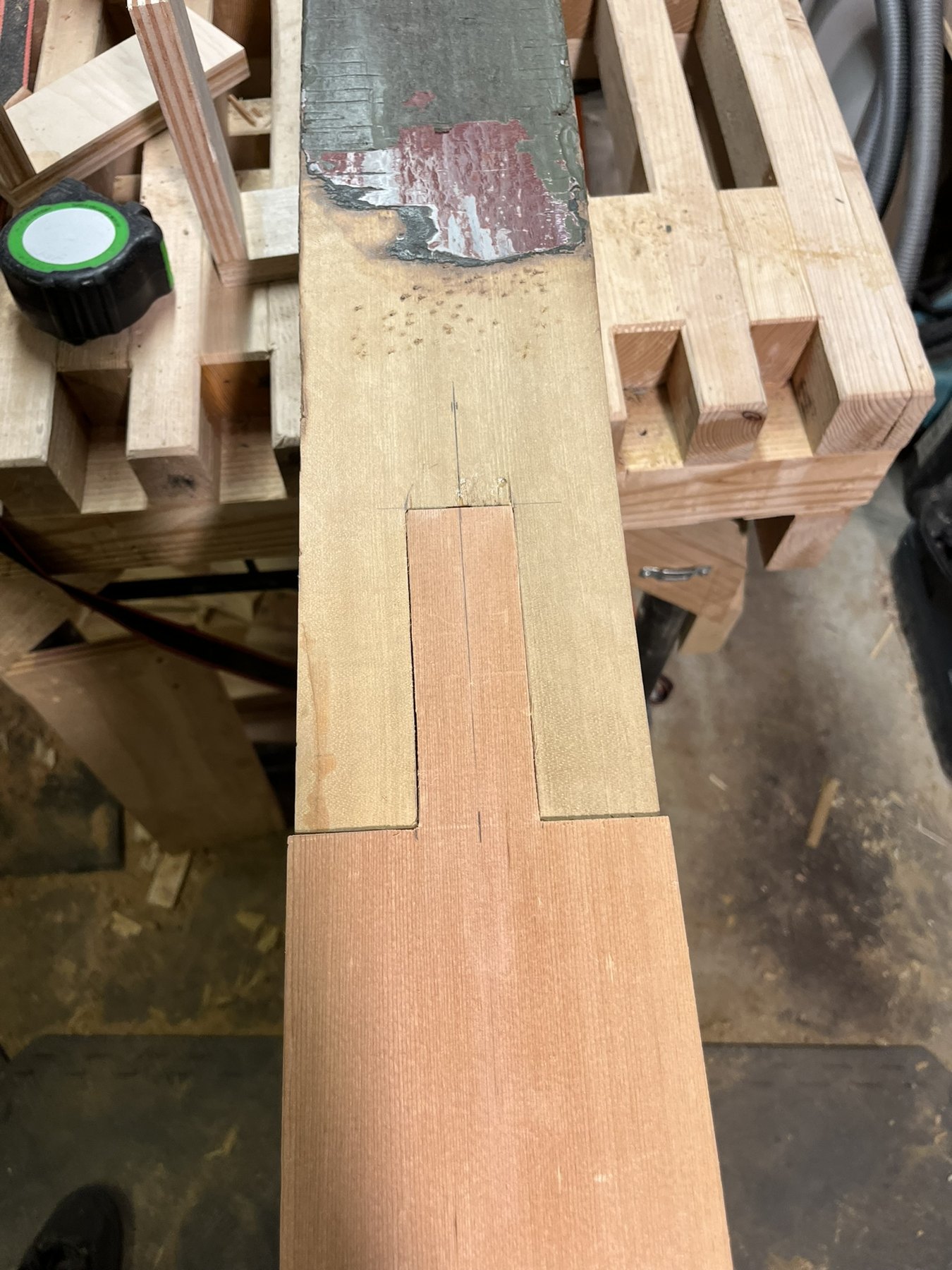 Retained turned porch posts with new cedar base repairs