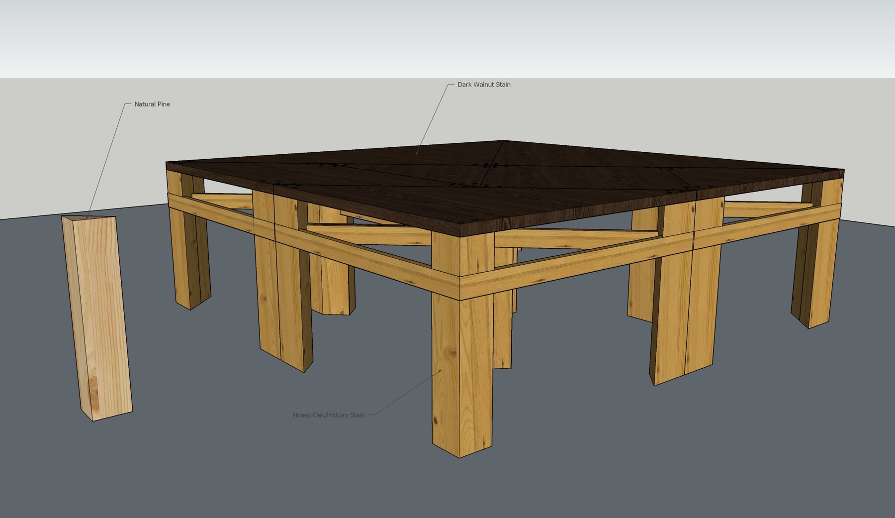 Digital model of the geometric table arrangement and supporting frames